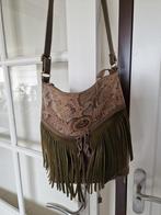 Piti Cuiti leren tas Ibiza Boho stijl groen/bruin zgan, Handtas, Groen, Ophalen of Verzenden, Zo goed als nieuw