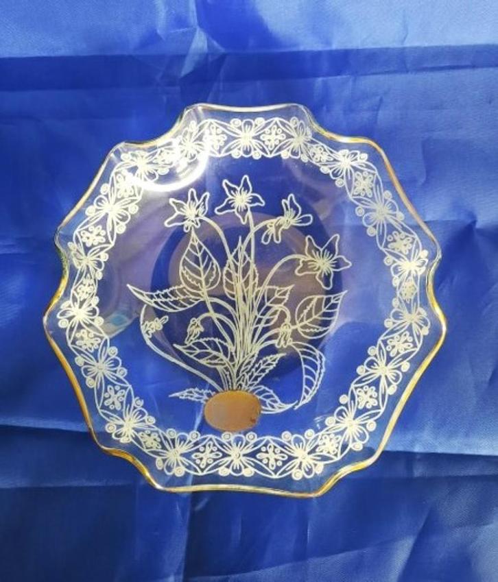 Prachtig glazen Heye Feinstrich schaaltje met gouden rand (7, Huis en Inrichting, Woonaccessoires | Schalen en Manden, Zo goed als nieuw