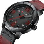 Herenhorloge Curren rood-Zwart, Overige merken, Leer, Staal, Polshorloge