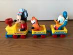 Vintage Disney Mickey Mouse trein + Pluto + Donald (1987), Mickey Mouse, Gebruikt, Ophalen of Verzenden