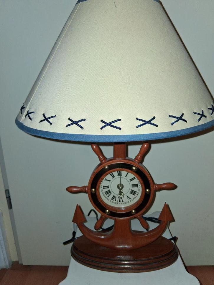 Nautische tafellamp met klok, Antiek en Kunst, Antiek | Lampen, Ophalen of Verzenden