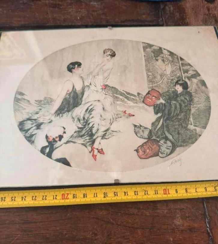 Bijzondere gesigneerde tekening / schilderij louis icart?, Antiek en Kunst, Kunst | Overige Kunst, Ophalen of Verzenden