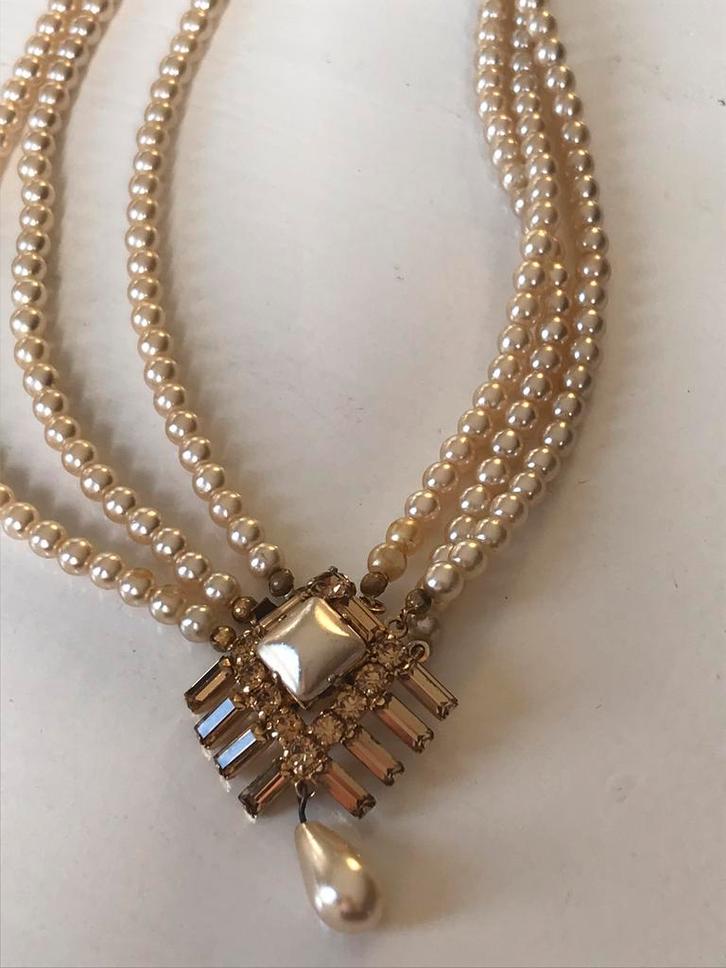 Ketting parelketting statement jewellery Germany vintage, Sieraden, Tassen en Uiterlijk, Kettingen, Gebruikt, Overige materialen