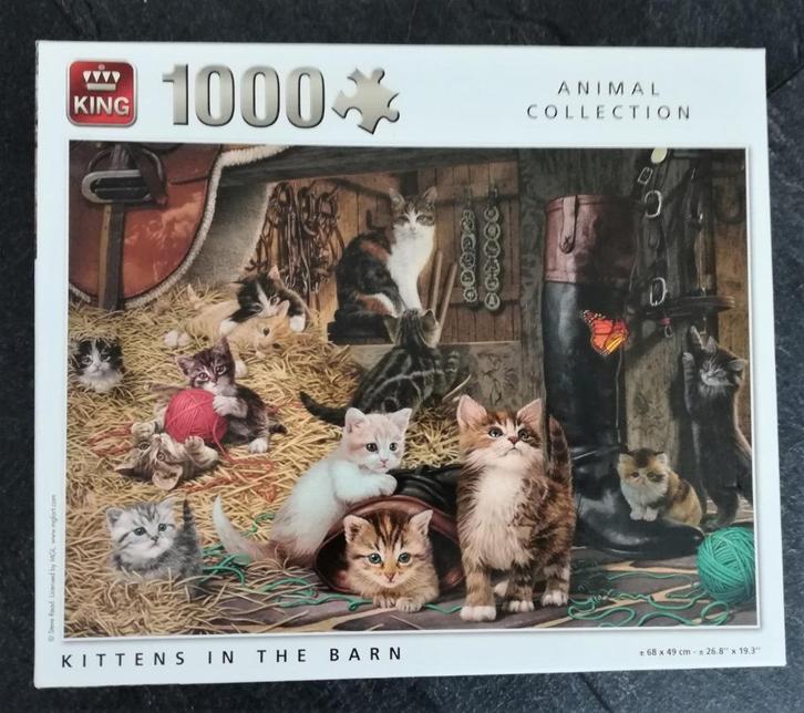 puzzel: Kittens in the barn, Hobby en Vrije tijd, Denksport en Puzzels, Zo goed als nieuw, Legpuzzel, 500 t/m 1500 stukjes, Ophalen of Verzenden