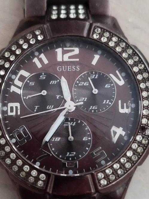Guess dames horloge, Sieraden, Tassen en Uiterlijk, Horloges | Dames, Gebruikt, Polshorloge, Guess, Staal, Staal, Met strass, Ophalen of Verzenden