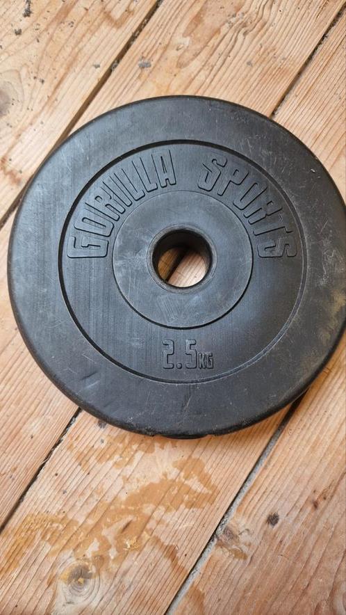 Gorilla sports en gietijzeren halterschijven en stangen, Sport en Fitness, Fitnessmaterialen, Gebruikt, Ophalen