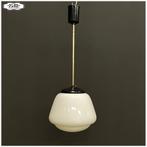 Art Deco lamp Hanglamp Schoollamp Kloosterlanp Pendellamp, Art Deco Vintage Bauhaus, Ophalen of Verzenden, Glas, Minder dan 50 cm