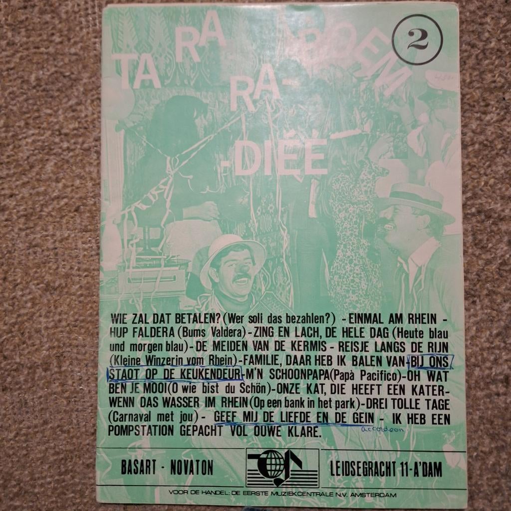 Ta ra ra boem diee deel 2, Muziek en Instrumenten, Bladmuziek, Gebruikt, Accordeon, Overige genres, Overige soorten