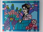 Schilderij "Geisha met Pauw", Antiek en Kunst, Kunst | Schilderijen | Modern, Ophalen of Verzenden