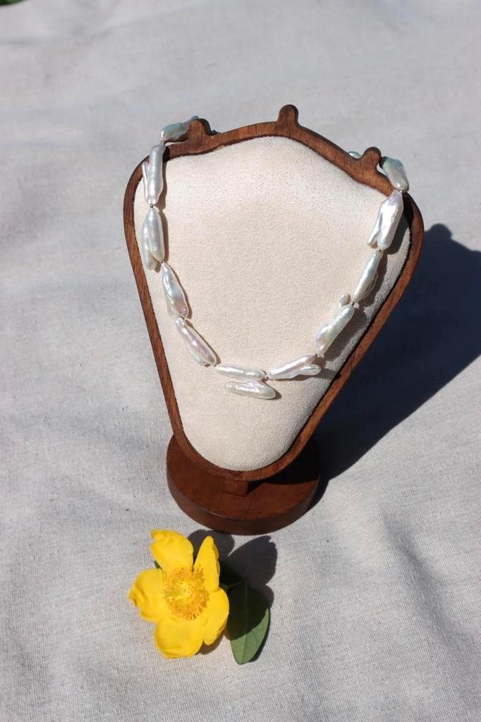 Ketting van barokparels met 925 zilver, Sieraden, Tassen en Uiterlijk, Kettingen, Zo goed als nieuw, Zilver, Ophalen of Verzenden