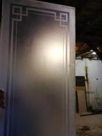 Antieke glasplaat geetst frosted glas strak, afm 113,8x41cm, Ophalen