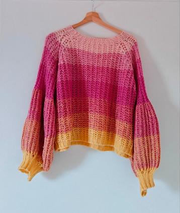 Dames trui, maat M/38. Roze/geel. beschikbaar voor biedingen