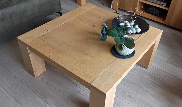 Massief eiken salontafel, Huis en Inrichting, Tafels | Salontafels, Zo goed als nieuw, Minder dan 50 cm, 50 tot 100 cm, 100 tot 150 cm