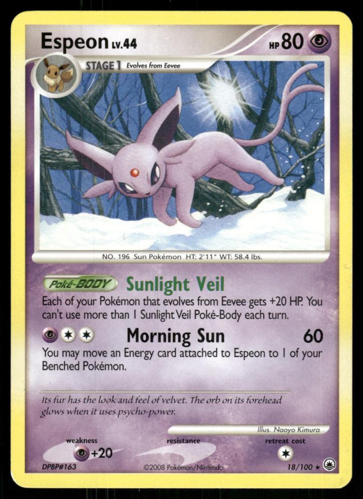 Espeon 18/100 - Majestic Dawn, Hobby en Vrije tijd, Verzamelkaartspellen | Pokémon, Gebruikt, Verzenden