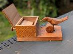 Houten sigarettenhouder met vogel Vintage, Antiek en Kunst, Ophalen of Verzenden