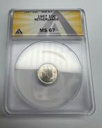 Nederland. Juliana. 10 Cent 1957. ANACS MS 67, Ophalen of Verzenden, Koningin Juliana, 10 cent