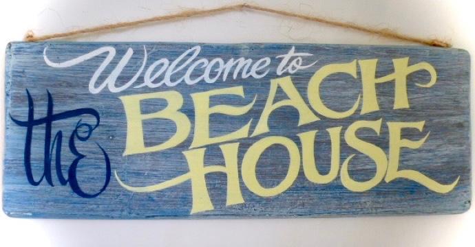 Houten bord / Beach House / strand / vintage / Ibiza /zee, Huis en Inrichting, Woonaccessoires | Wanddecoraties, Nieuw, Ophalen of Verzenden