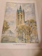 Oude Kerk Delft & Grote Kerk Maassluis - Aquarellen, Antiek en Kunst, Ophalen of Verzenden