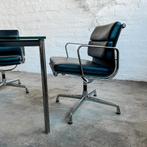 Vitra – Soft Pad Chair EA 208 Conference – Leer zwart, Gebruikt, Zwart, Ophalen of Verzenden, Metaal
