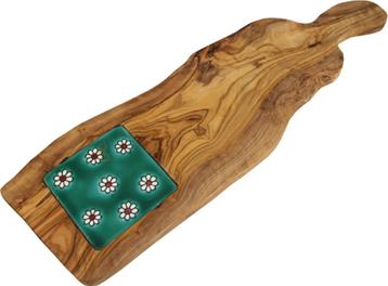  Design borrelplank olijfhout met ingelegde tegel - nieuw beschikbaar voor biedingen