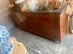 Groot noten dressoir, met 4 deuren en laden, en marmer blad., Ophalen of Verzenden