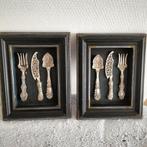 Vintage Bestek Kunst in Lijst (Set van 2), Ophalen of Verzenden