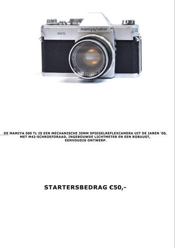Mamiya 500 TL 35MM spiegelreflexcamera beschikbaar voor biedingen