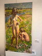 Van Dulmen Krumpelman, badende meisjes, Ophalen, Gebruikt, Schilderij, 75 cm of meer