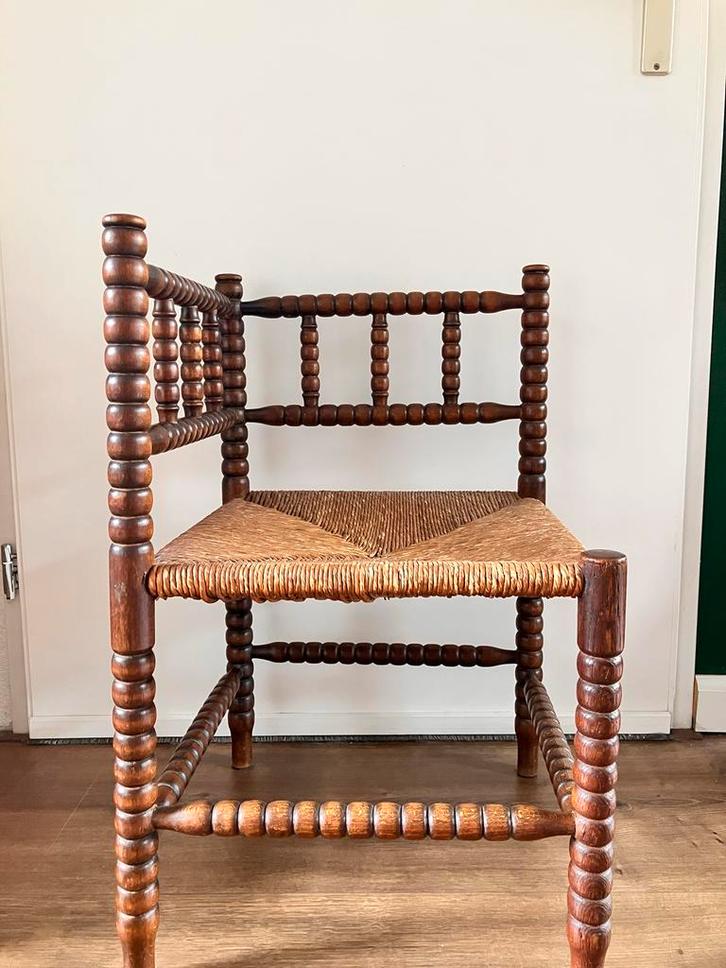 Vintage Bobbin Stoel in Goede Staat, Huis en Inrichting, Stoelen, Gebruikt, Eén, Hout, Bruin, Ophalen