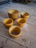 Diverse gele mini bloempotjes te koop!, Tuin en Terras, Bloempotten, Ophalen, Gebruikt, Rond, Aardewerk