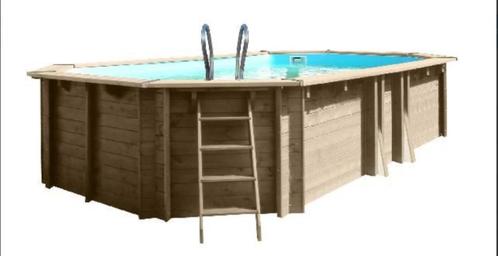 Houten Zwembad Gre Normandie SET - 620 X 395 X 136CM, Tuin en Terras, Zwembad-toebehoren, Nieuw, Ophalen