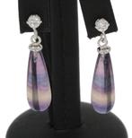 Diamant solitair briljant 18k gouden fluoriet oorbellen dame, Hangers, Voordeelsieraden, Verzenden, Zo goed als nieuw