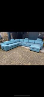 !!ACTIE!! Groen/blauwe u bank, gratis levering, Metaal, Hoekbank, 300 cm of meer, Ophalen of Verzenden