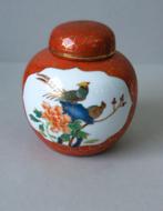 Oranje gemberpot met afbeelding van vogel, Antiek en Kunst, Ophalen of Verzenden