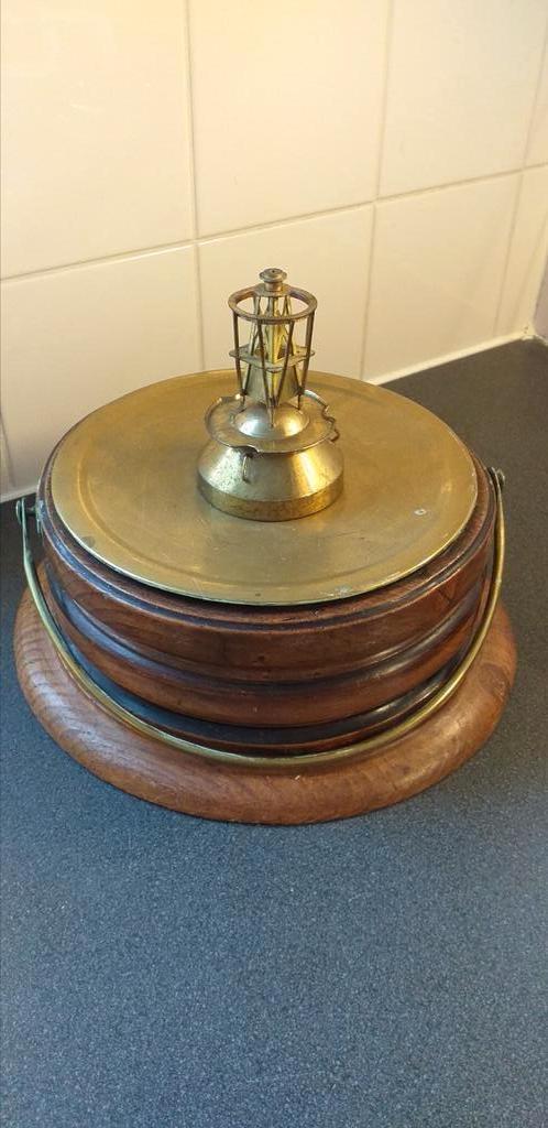 Antieke (koetsiers)stoof van koper en hout, Antiek en Kunst, Antiek | Koper en Brons, Ophalen of Verzenden