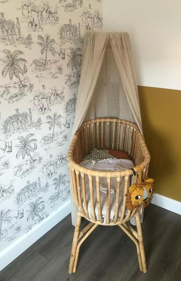 Rotan wieg incl matras en hemeltje/sluier beschikbaar voor biedingen