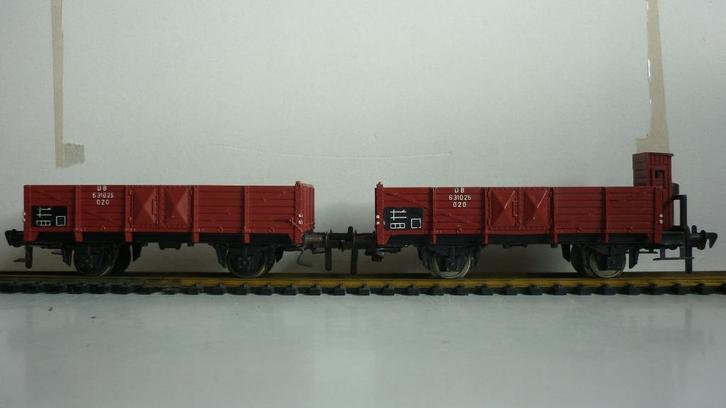 2 Fleischmann H0 (5204/1454) hoge bakwagons, Hobby en Vrije tijd, Modeltreinen | H0, Gebruikt, Wagon, Gelijkstroom, Fleischmann