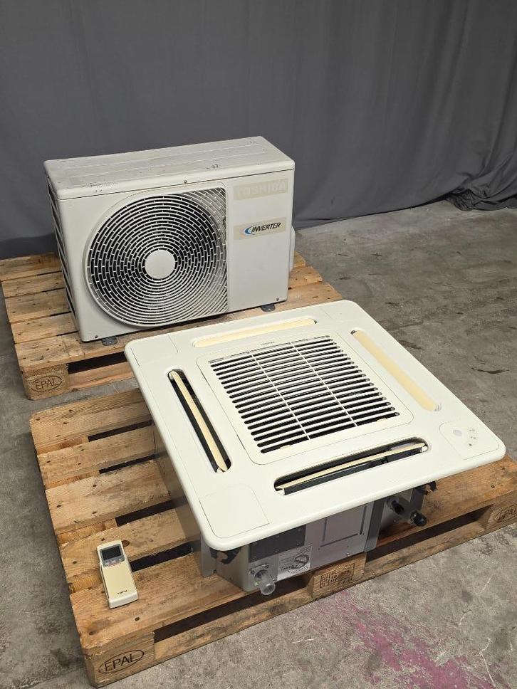 Toshiba plafond cassette airco warmtepomp inverter 5 kW, Witgoed en Apparatuur, Airco's, Refurbished, Plafondventilator, 60 tot 100 m³