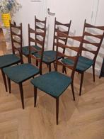 6 vintage teak eetkamerstoelen, ladderstoelen., Huis en Inrichting, Stoelen, Ophalen of Verzenden, Gebruikt, Bruin, Vier