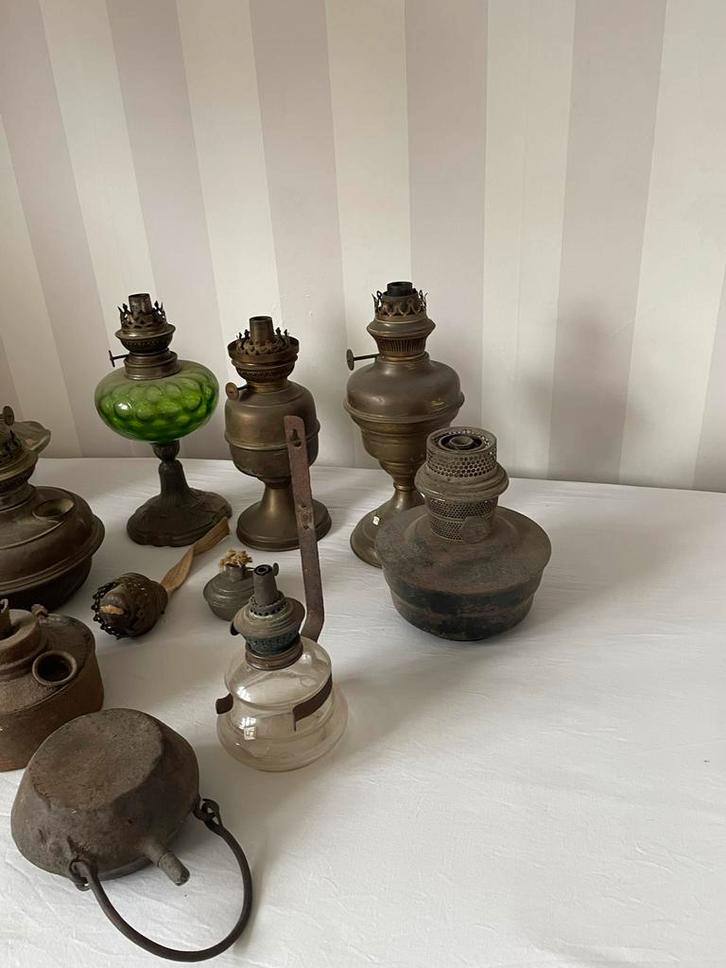 Collectie Oude Olielampen & oliebranders €35, Antiek en Kunst, Antiek | Lampen, Ophalen of Verzenden