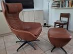 Leolux Caruzzo in bruin cognac kastanje kleur leer zeer mooi, Huis en Inrichting, Fauteuils, Ophalen, 75 tot 100 cm, Zo goed als nieuw