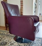 Lederen draai fauteuil, kleur paars, Gebruikt, Metaal, 75 tot 100 cm, 50 tot 75 cm