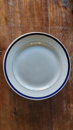 8 borden societe ceramique maestricht blauw en gouden rand, Ophalen of Verzenden
