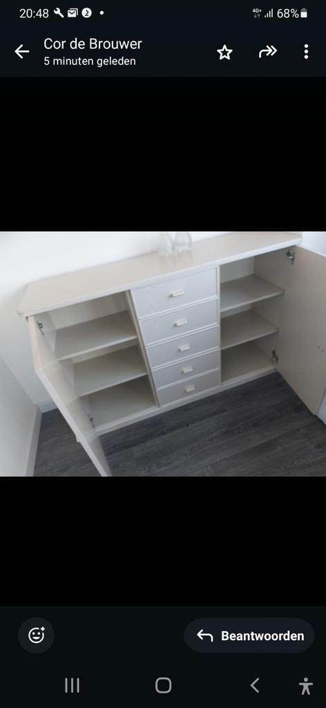 Mooi Dressoir Essen Fineer - Gebroken Wit, Huis en Inrichting, Kasten | Dressoirs, Gebruikt, 100 tot 150 cm, 25 tot 50 cm, Met lade(s)
