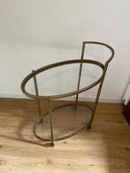Vintage bar cart / trolley goudkleurig | bijzettafel, Ophalen, Vintage, 75 cm of meer, 60 cm of meer