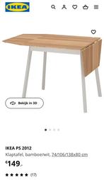 Eettafel bamboe, inklapbaar. Ikea PS2012, 50 tot 100 cm, 100 tot 150 cm, Rond, Vier personen