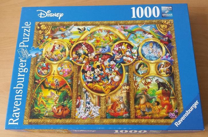 Puzzel De Mooiste Disneythema's - 1000 stukjes -Ravensburger, Hobby en Vrije tijd, Denksport en Puzzels, Gebruikt, Legpuzzel, 500 t/m 1500 stukjes