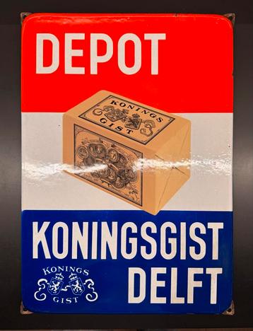Emaille Reclamebord Koningsgist Delft beschikbaar voor biedingen