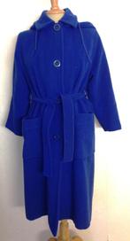 Prachtige handmade blauwe wollen jas met capuchon! M, Verzenden, Zo goed als nieuw, Maat 38/40 (M), Blauw