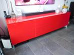 Moderne dressoir Rood .Hoogglans. (Zilveren poten) Onderstel, Ophalen, Overige materialen, Zo goed als nieuw, 200 cm of meer